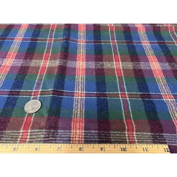 Quilt Craft Fabric Wool Multicolor Plaid Material Blue Red Green White - Picture 5 of 7
